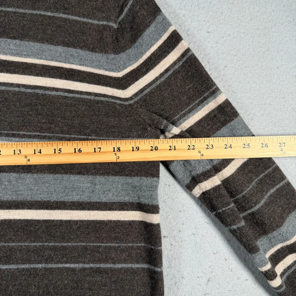 Banana Republic Merino Wool V Neck Striped Sweater Mens Large‎ Brown Blue